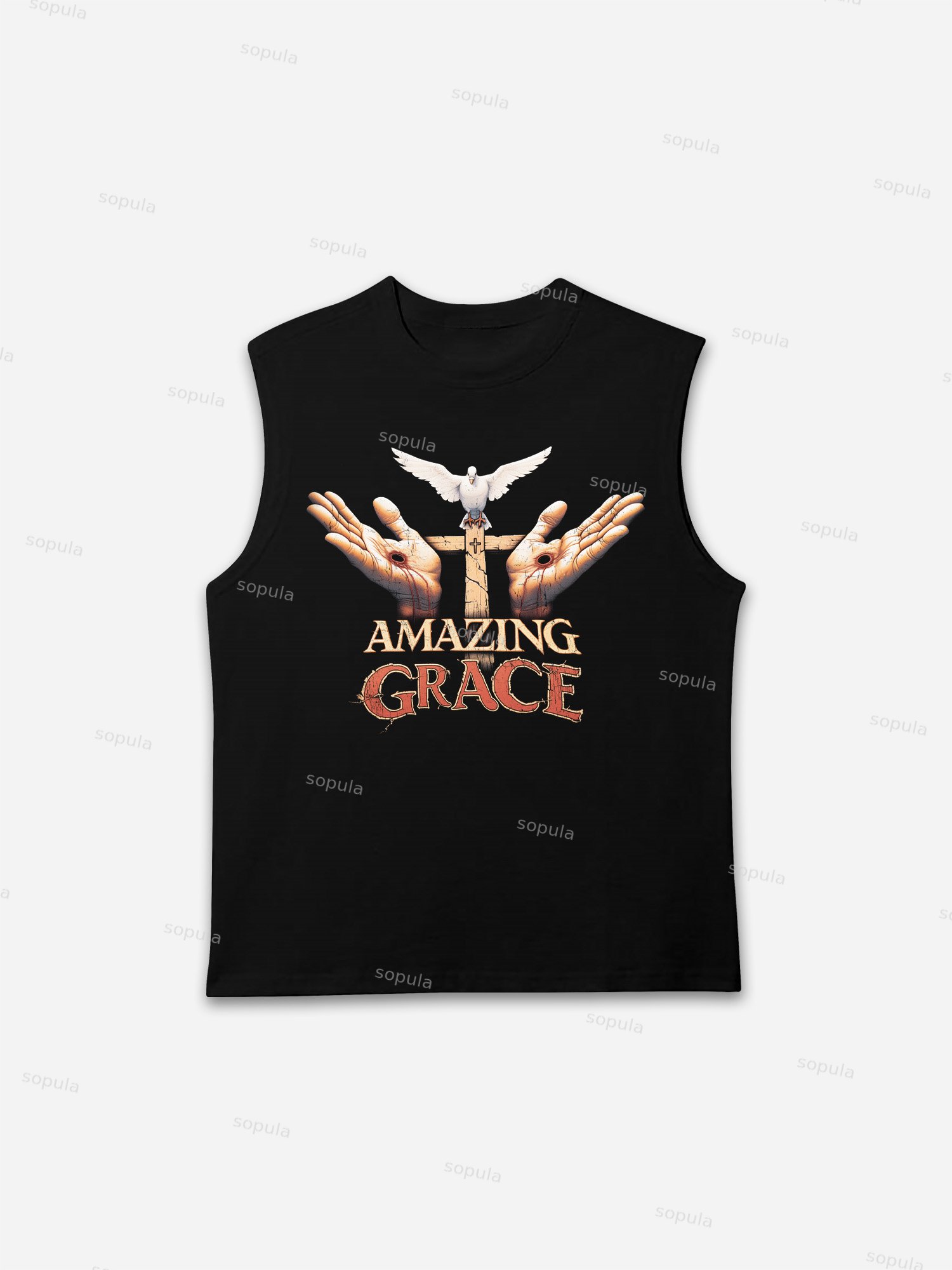 Vintage Jesus Grace Church Graphic Print Tank Top
