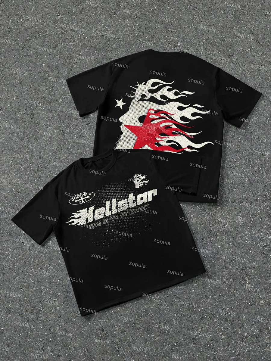 Jesus Flame Silhouette Network Vintage Graphic Cotton T-Shirt