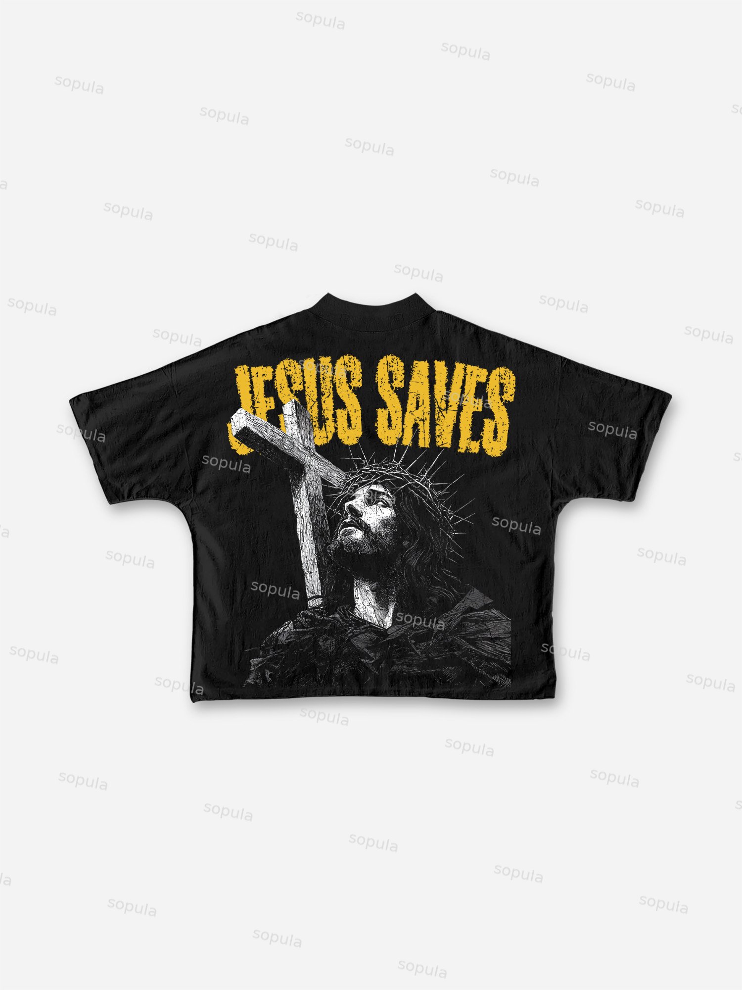 Jesus Save Graphic Print Cropped T-shirt