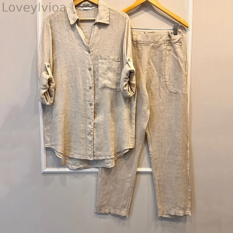 Comfortable Casual Long Sleeved Shirt Two Piece Set