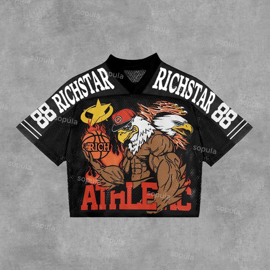 Sopula Rich Star No 88 Graphic Blokecore Blokette Athlete Jersey T-Shirt