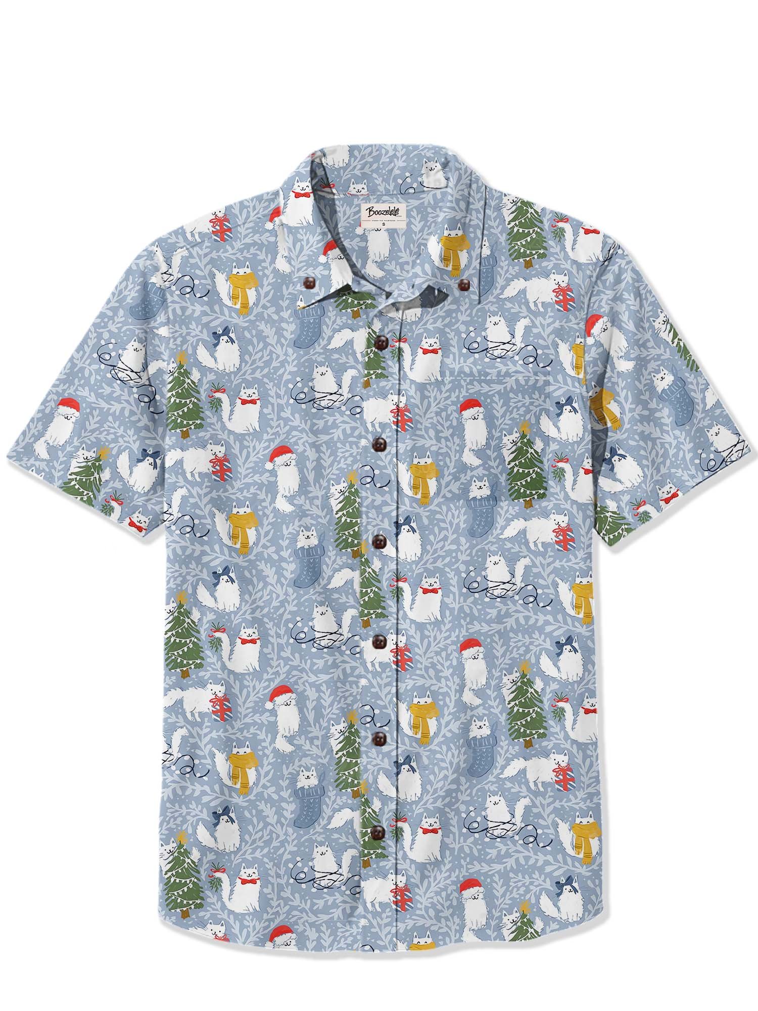 Christmas Tree Snow And Cat  - 100% Cotton Shirt