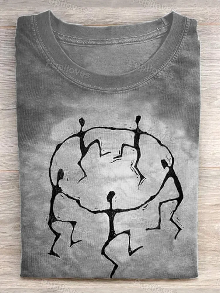 Pupiloves Pupiloves  Fire Dance Art Illustration Casual Short Sleeve T-Shirt