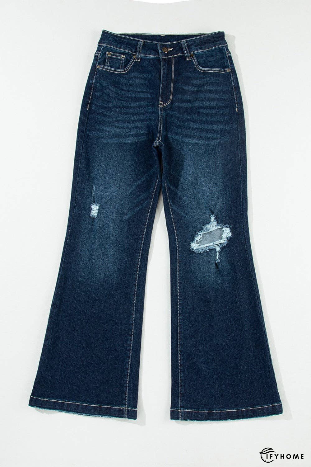 Distressed Wide Leg Jeans with Pockets | IFYHOME