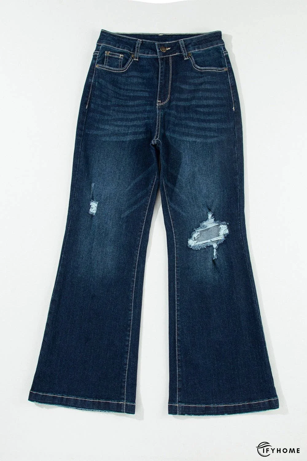 Distressed Wide Leg Jeans with Pockets | IFYHOME