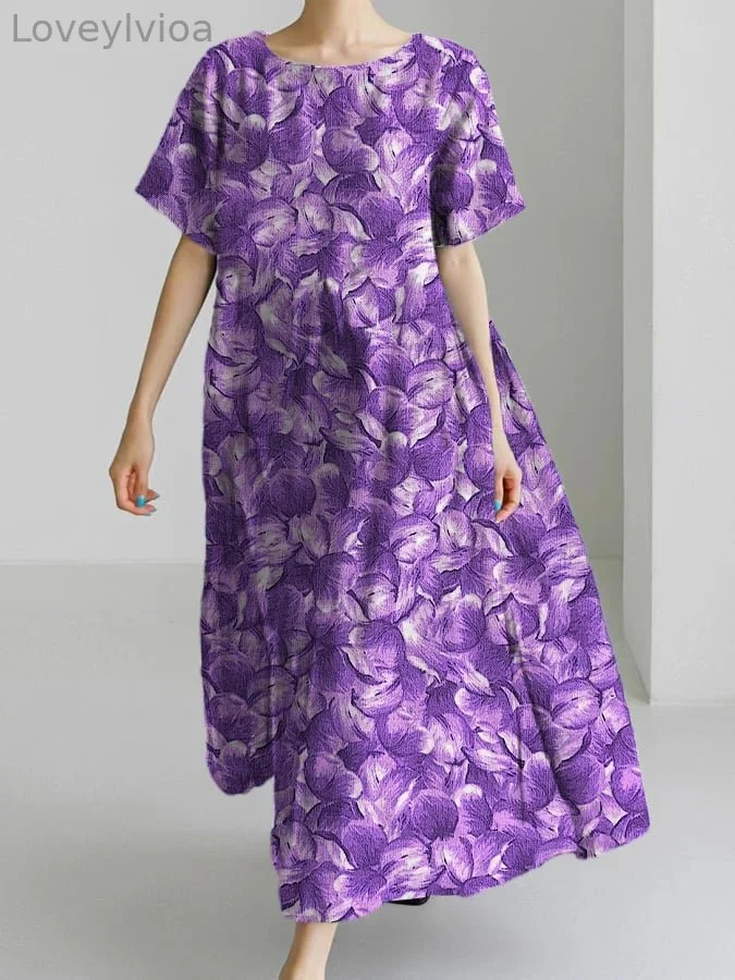 Women's Retro Botanical Floral Design Printed Casual Loose Dress