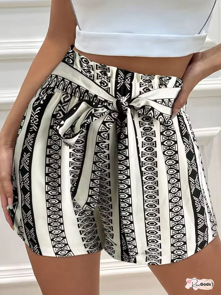 Tied Geometric Shorts