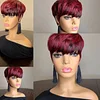 Wine Red Short Wig 4Inch Bob Straight Hair