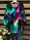 Unisex Colored Printed Vintage Fashion Loose Short Sleeve T-Shirt