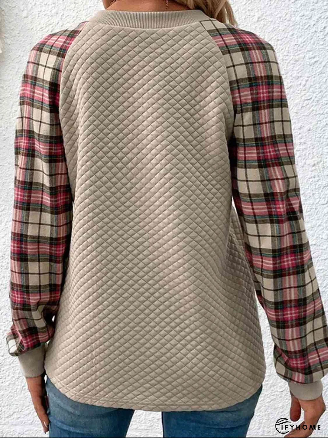 Plaid Round Neck Sweatshirt | IFYHOME