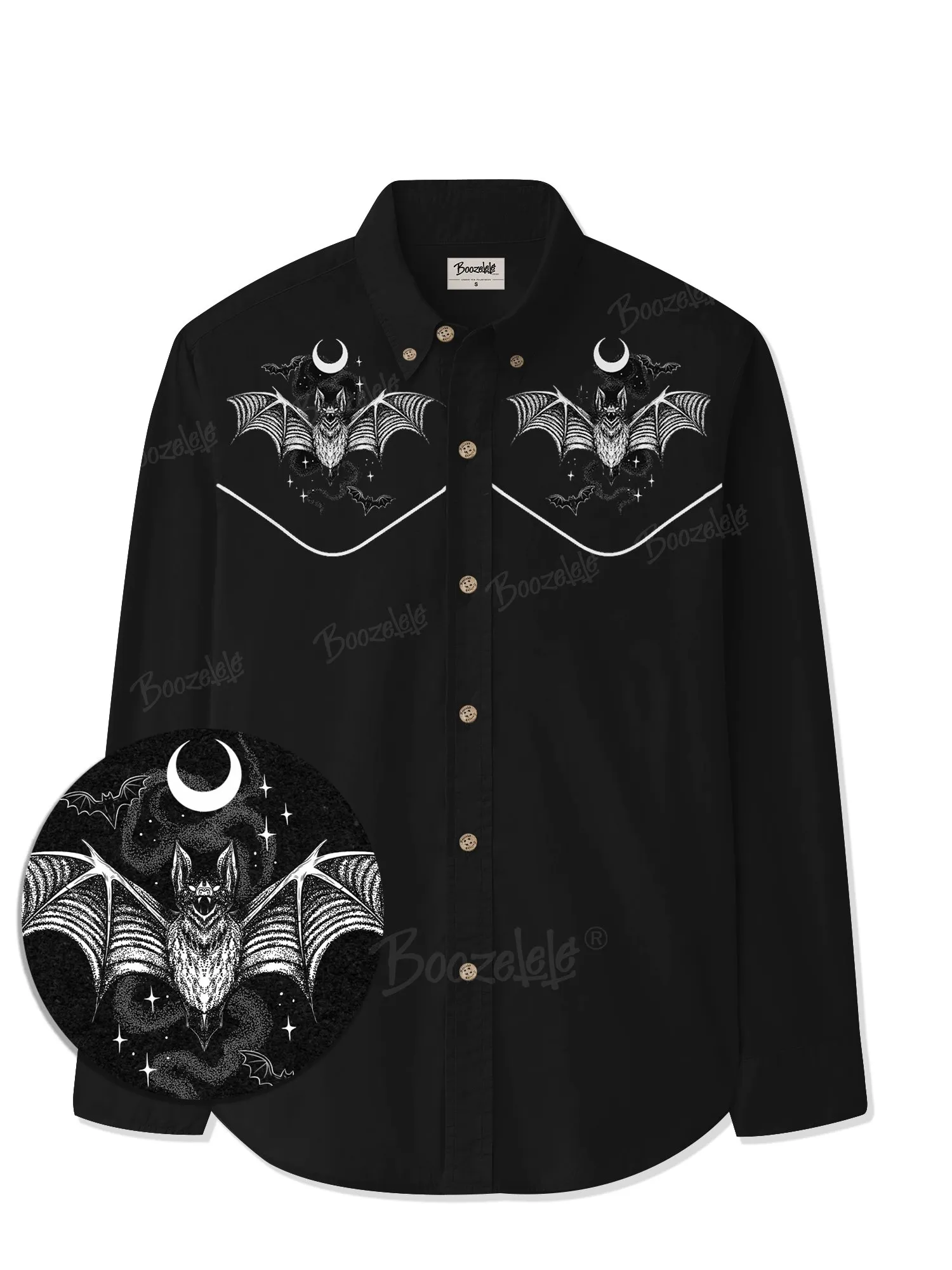 【Embroidery】【Mystic Heart X Boozelele】Dracula bat - 100% Cotton Long Sleeves Shirt