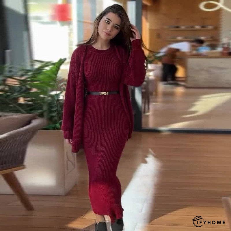 Chic Knit Sweater Dress Set For Fashionistas | IFYHOME