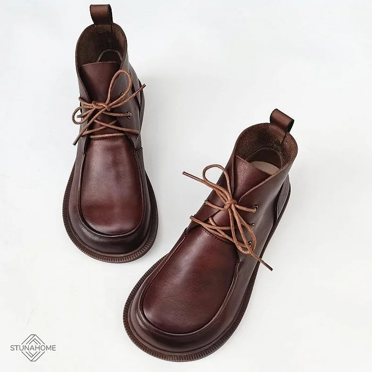 Women's Round toe Lace up Ankle Boots Shoes  shopify Stunahome.com