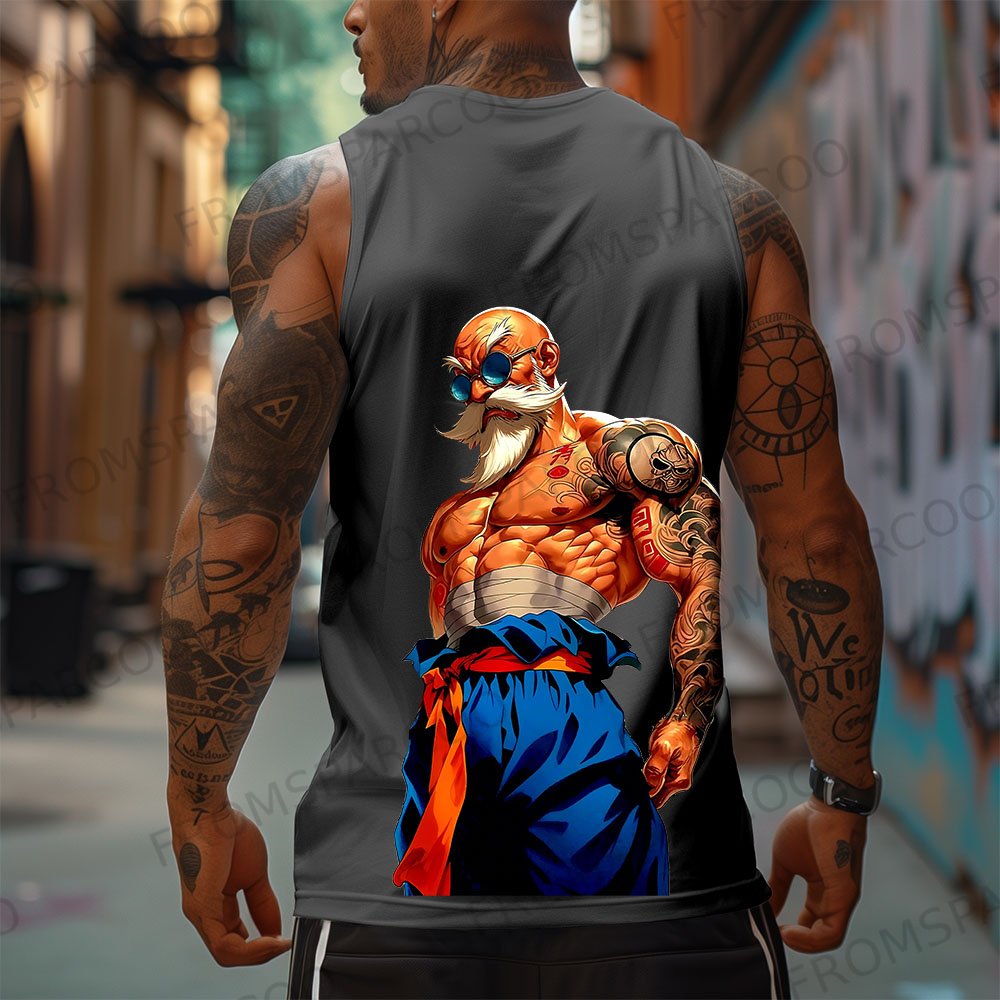 Casual anime print gym Tank Top