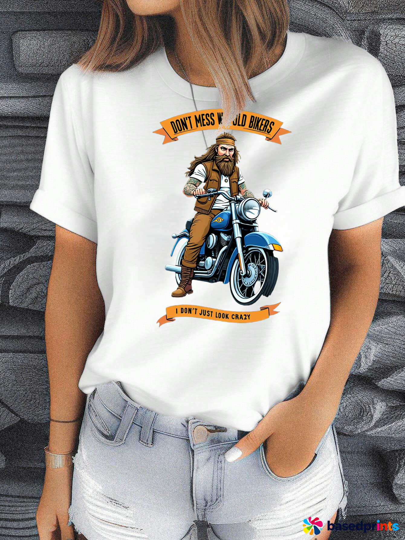 Wild Biker T-Shirt for Men, Casual Summer Tee, Cotton, Large, White
