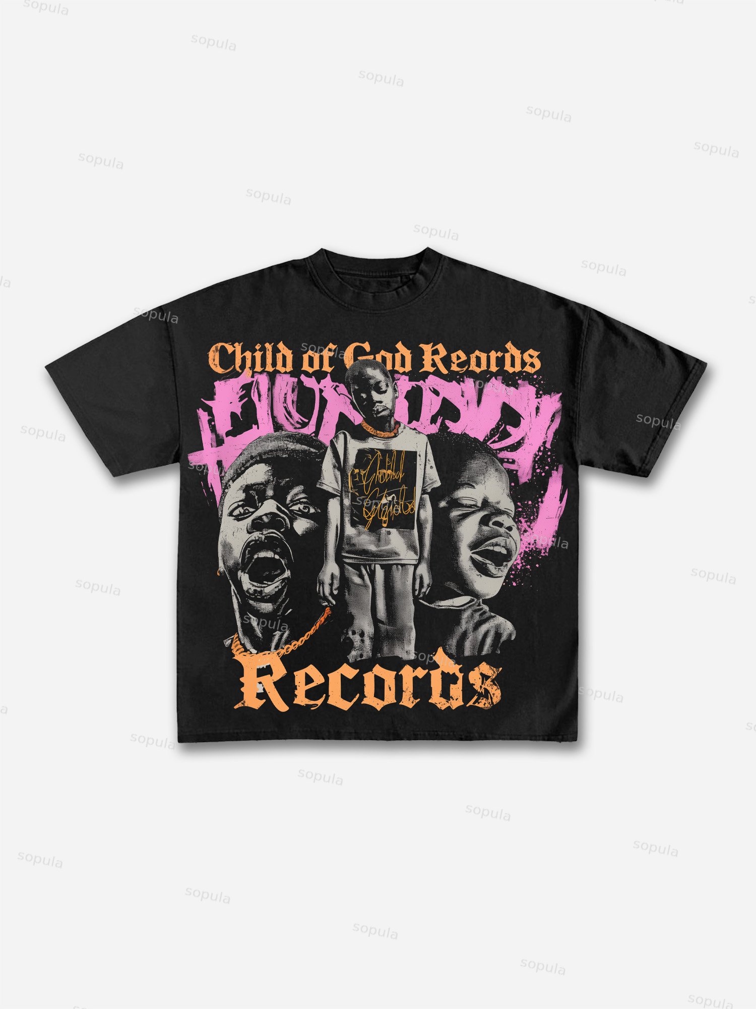 Street Child Of God Portrait Graphic Cotton T-shirt