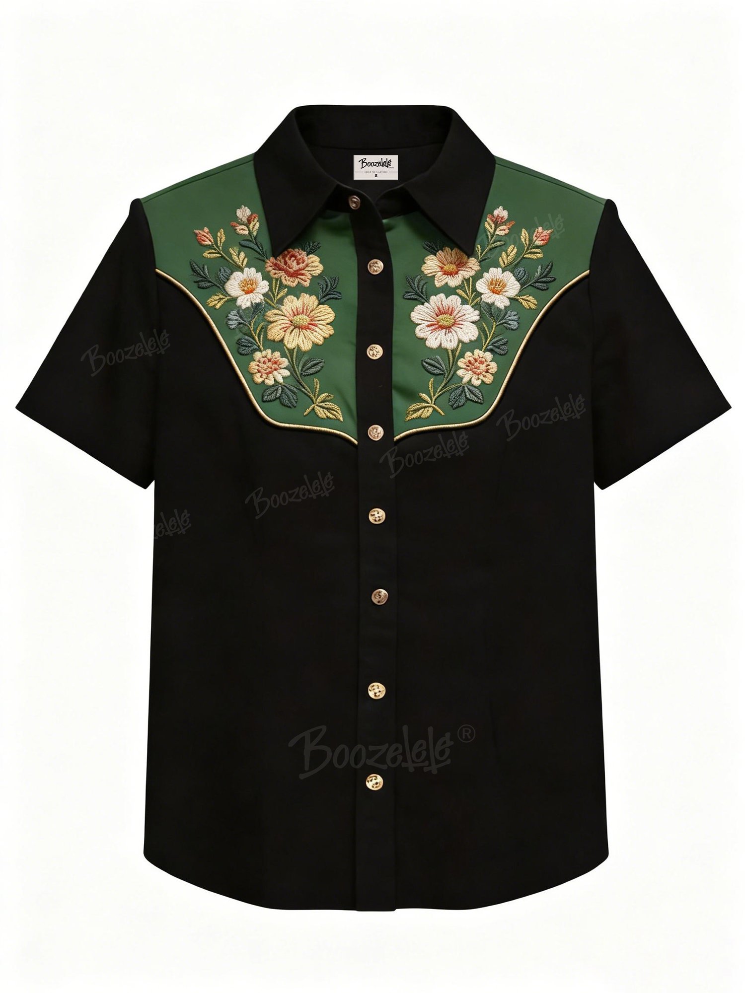 Western-Style Floral Print Short-Sleeved Shirt &ndash; 100% Cotton Shirt