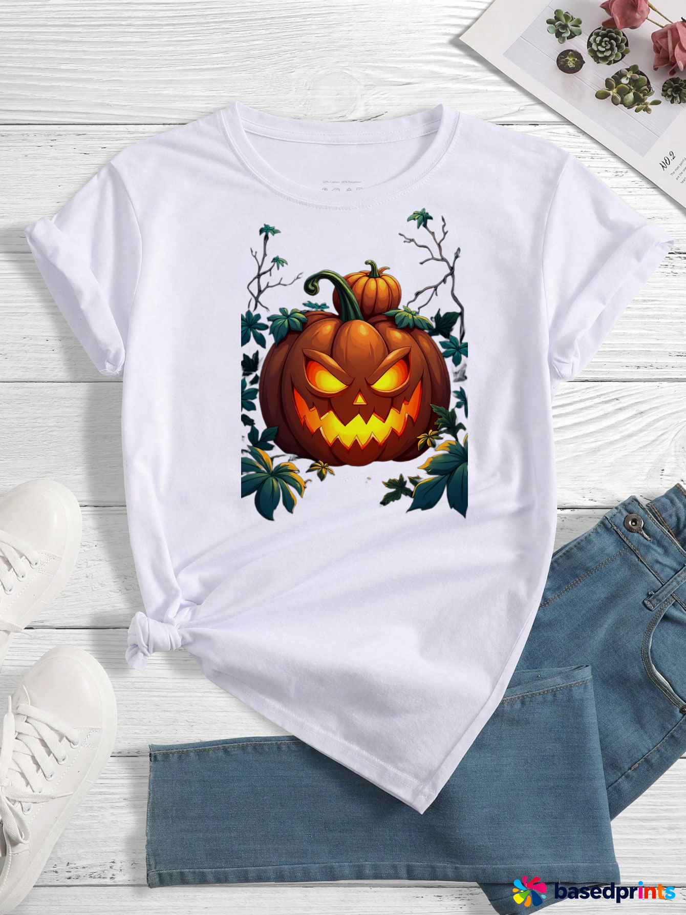 White Pumpkin Halloween T-Shirt for Women
