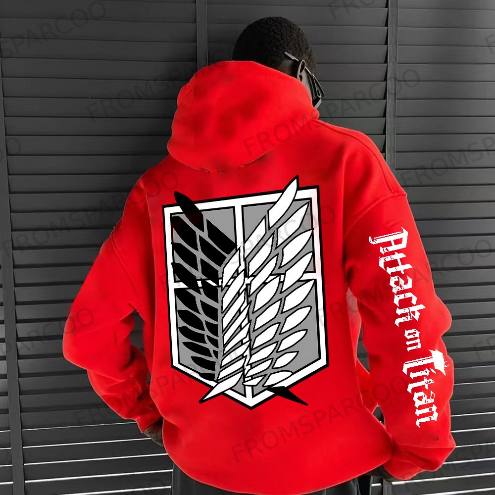 Unisex Oversized Attack on Titan Anime Print Hoodie