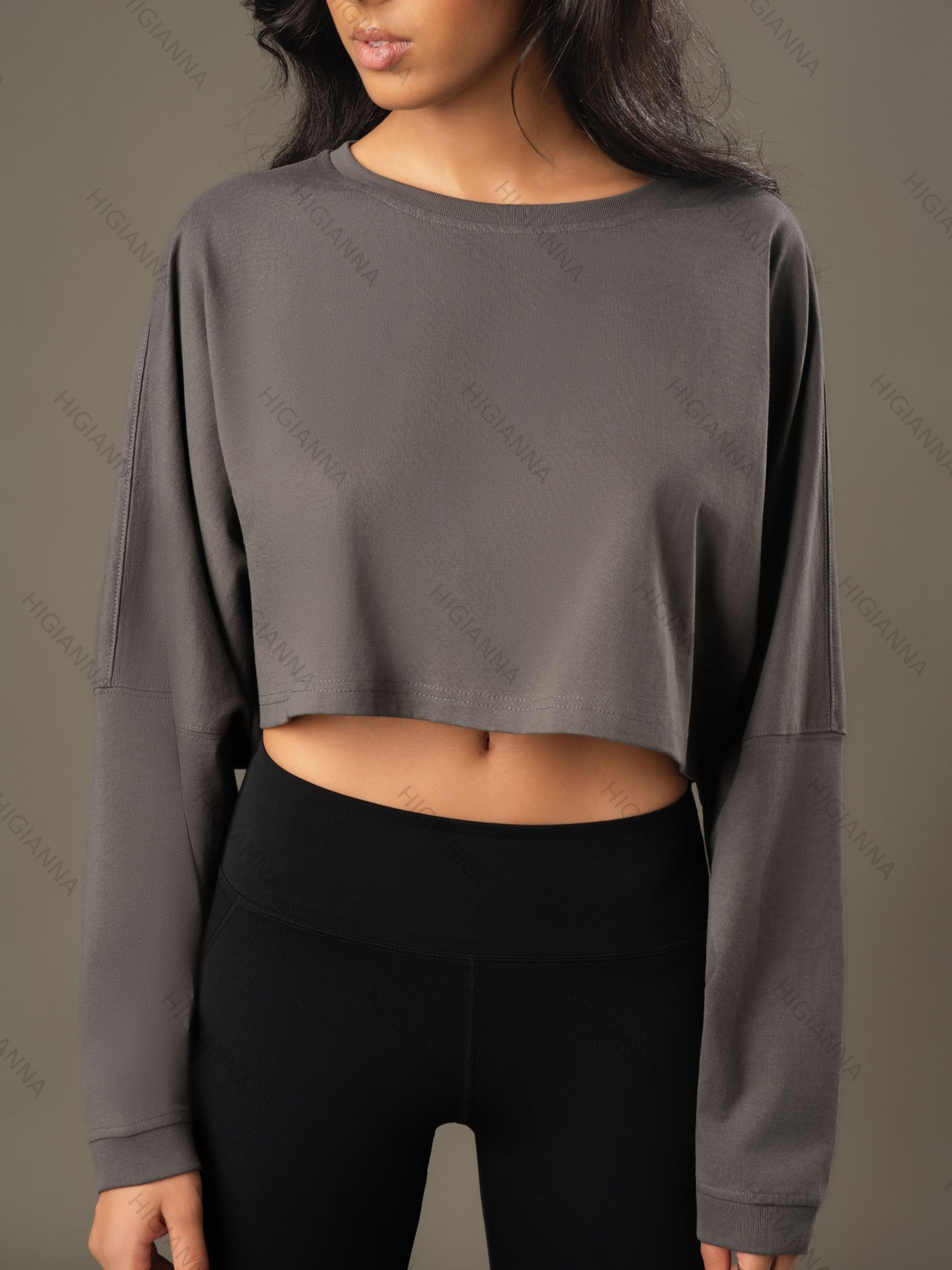 Cropped Oversized Crew Neck Sweatshirt - HIGIANNA&reg;