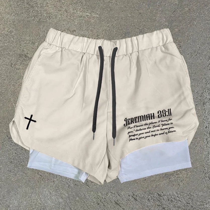 Men's Jeremiah 29 11 Print Double Layer Gym Shorts