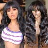 Glueless Long Hair Loose Deep Wave Wigs with Bangs