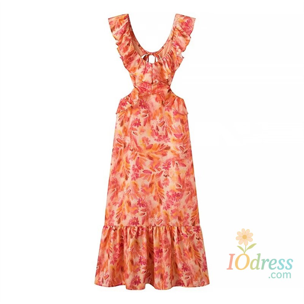 IO Dress 2024ZAR4 Summer New Women's European and American Style Fashionable Outlier Western Style Layered Decoration Midi Dress