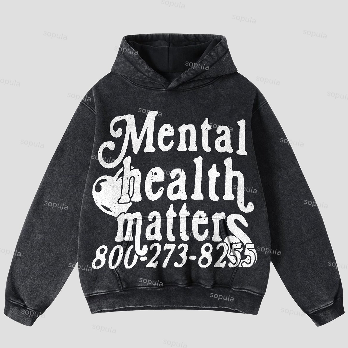 Mental Health Matters Graphic Washed Hoodie