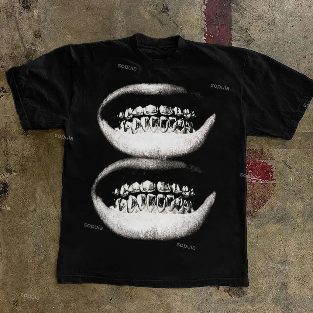 Sopula Double Mouth Print Short Sleeve T-Shirt