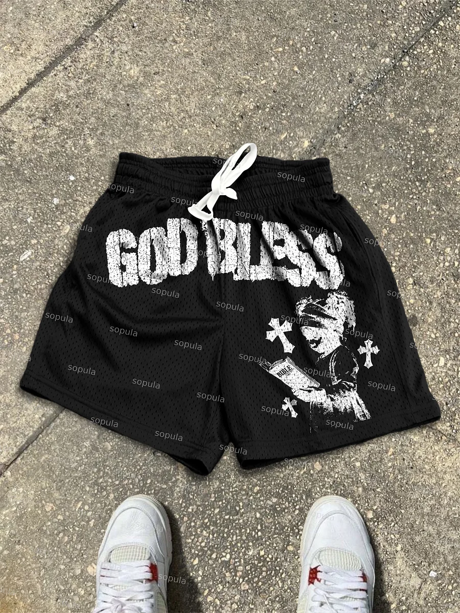 God Bless Children's Prayer Graphic Mesh Shorts