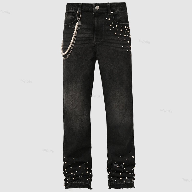 Men's Street Stretch Stacked Denim Straight Pants