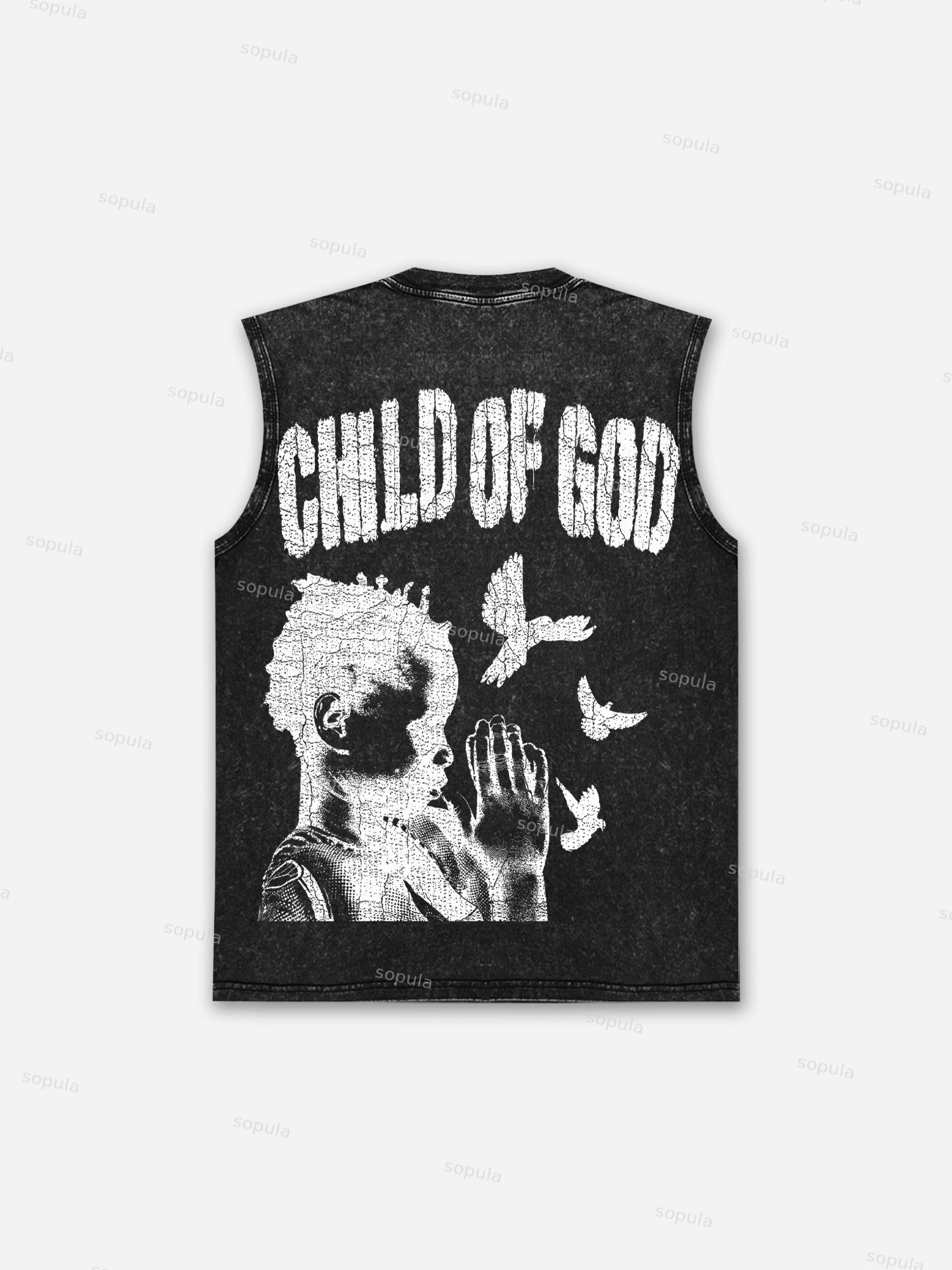 Sopula Child Of God Praying For Peace Print Wash Tank Top