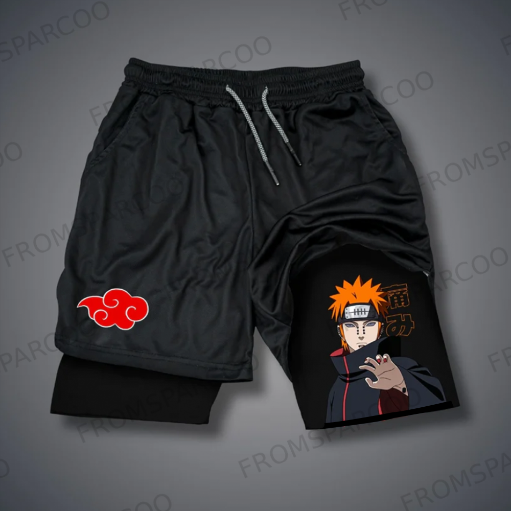 Casual Ninja Anime Print Gym Shorts