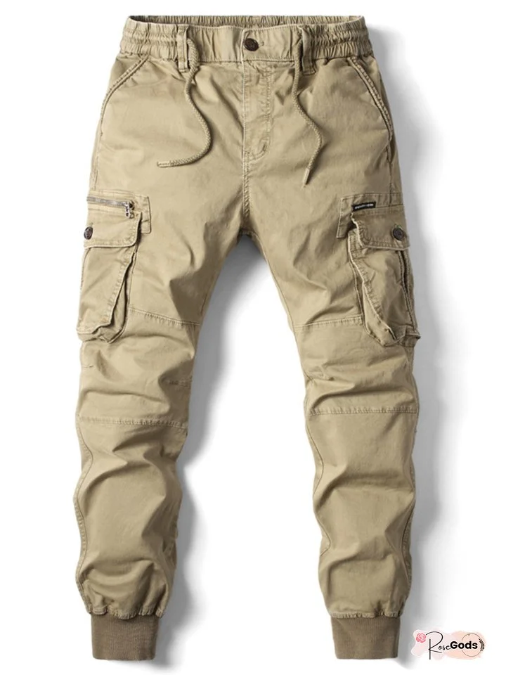 Four Seasons Men's Drawstring Work Pants Casual Pants Small Feet Men's Pants