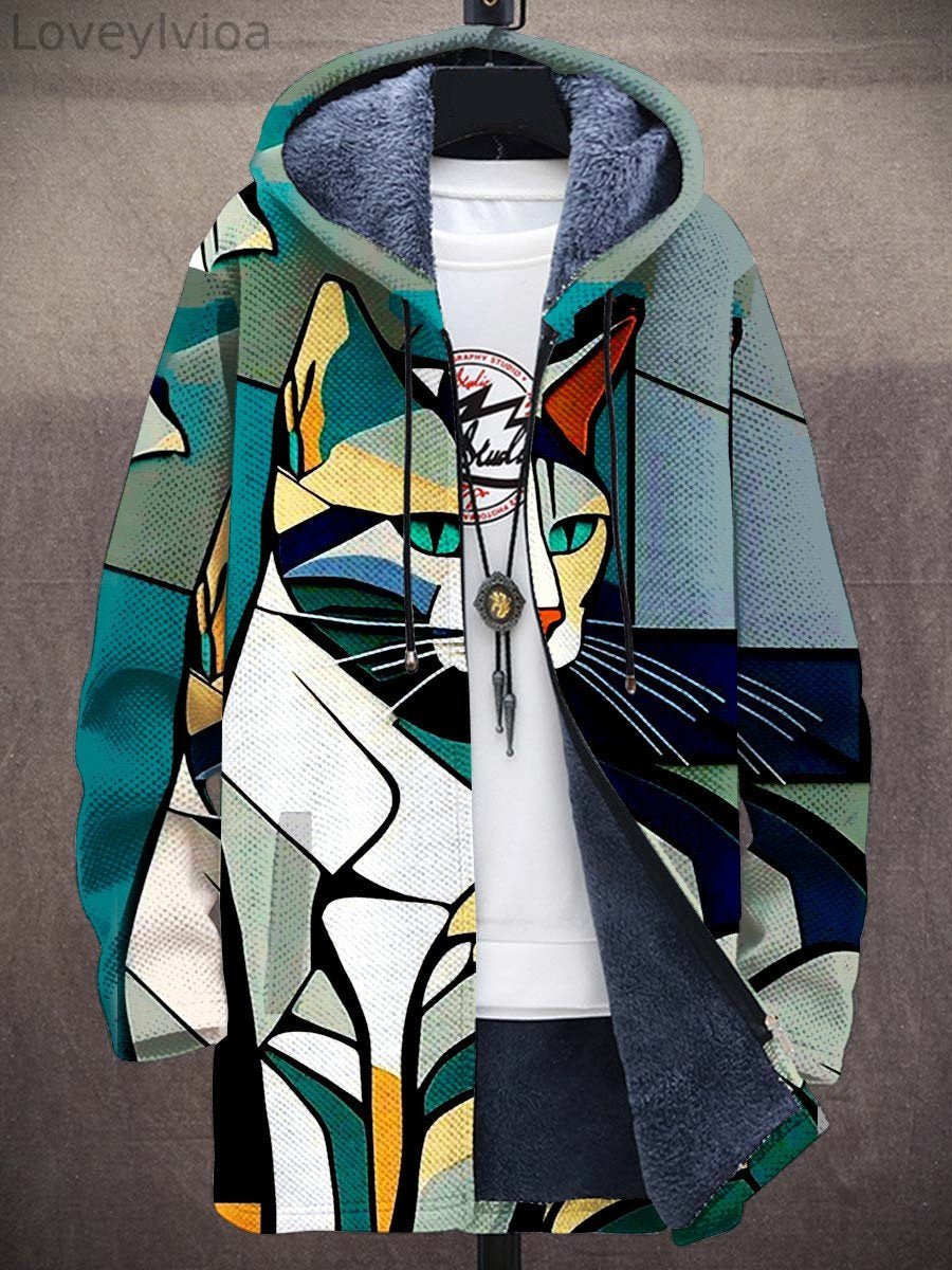 Graphic Cat Print Men’s Sweater