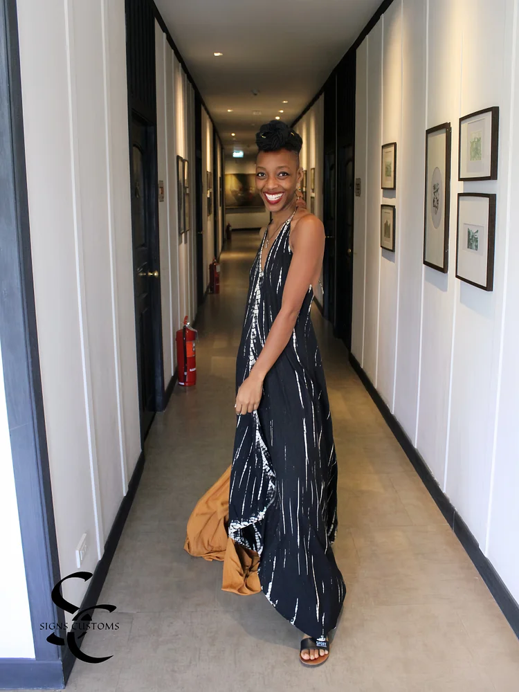 Flamingo Black Tie Dye Maxi Dress | Bold Monochrome Boho