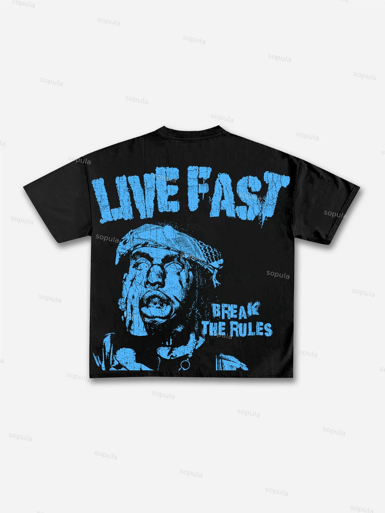 Live Fast Crazy Boy Print Cotton T-shirt