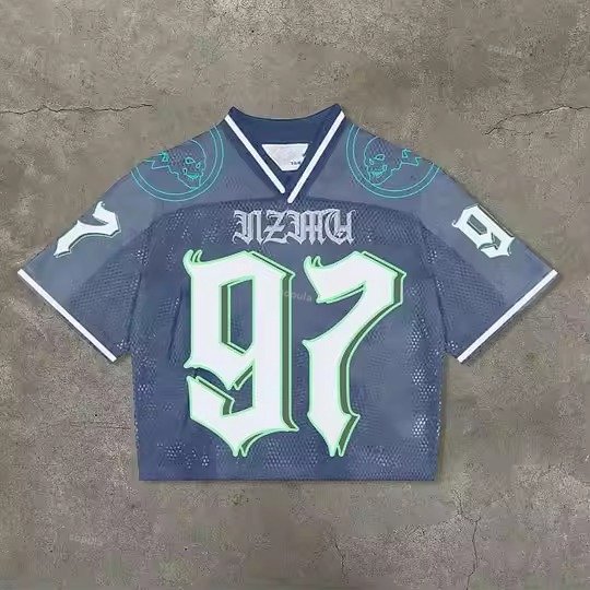 Retro Graffiti 97 Graphic Blokecore Football V-neck Jersey T-shirt