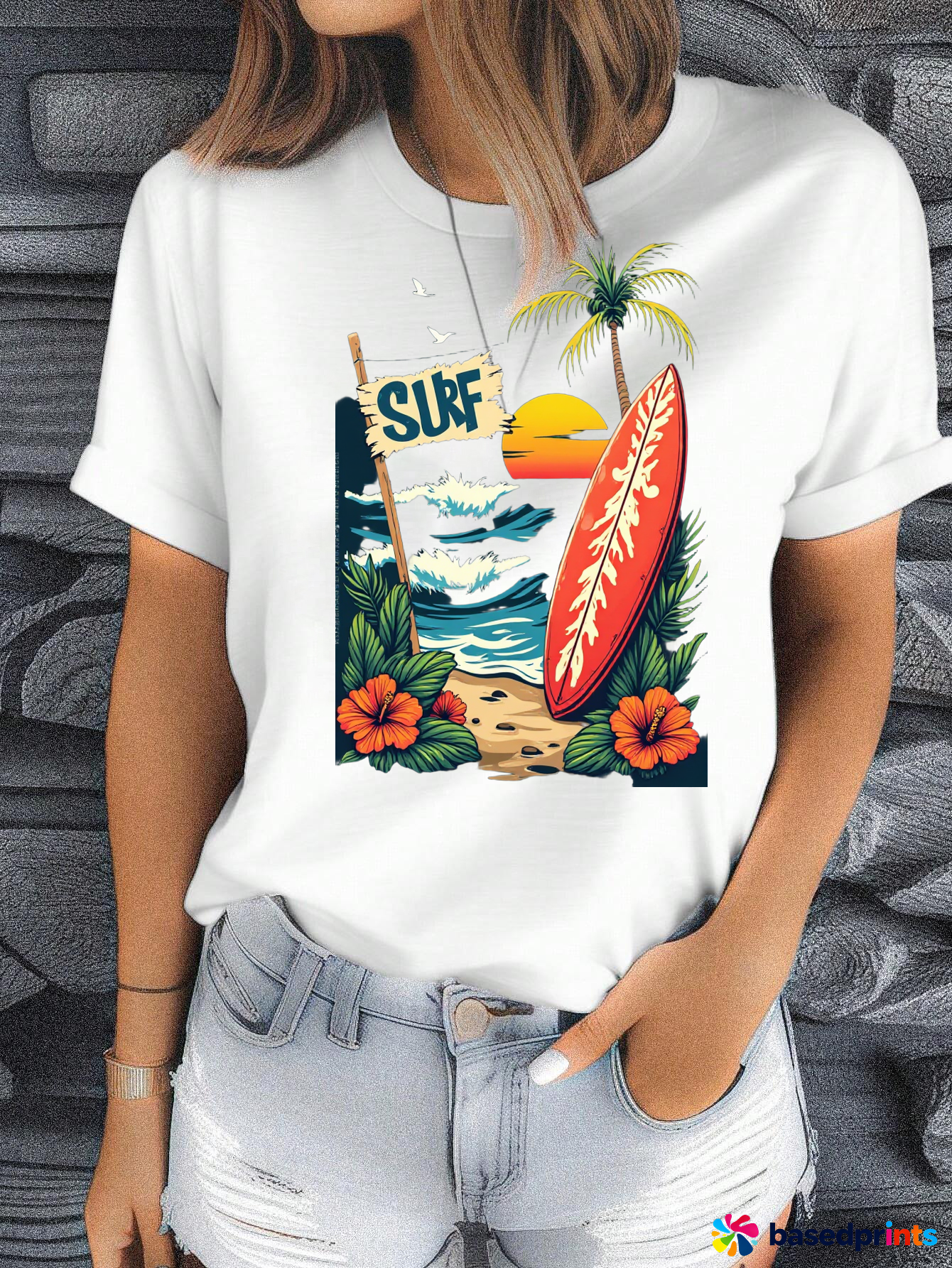 Summer Beach Surf T-Shirt Cotton Casual Short Sleeve
