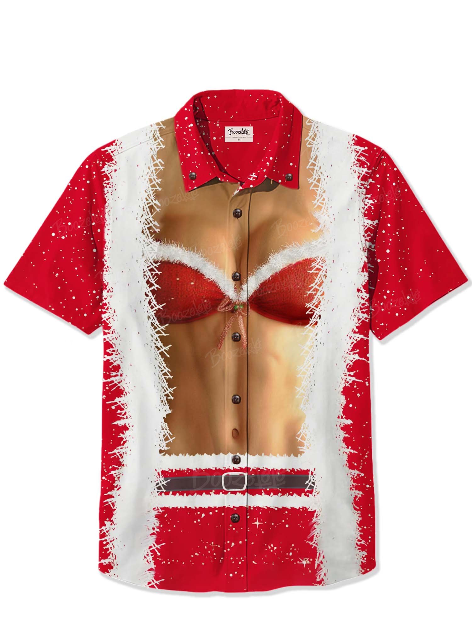 Christmas Funny Abs Woman Santa - 100% Cotton Shirt