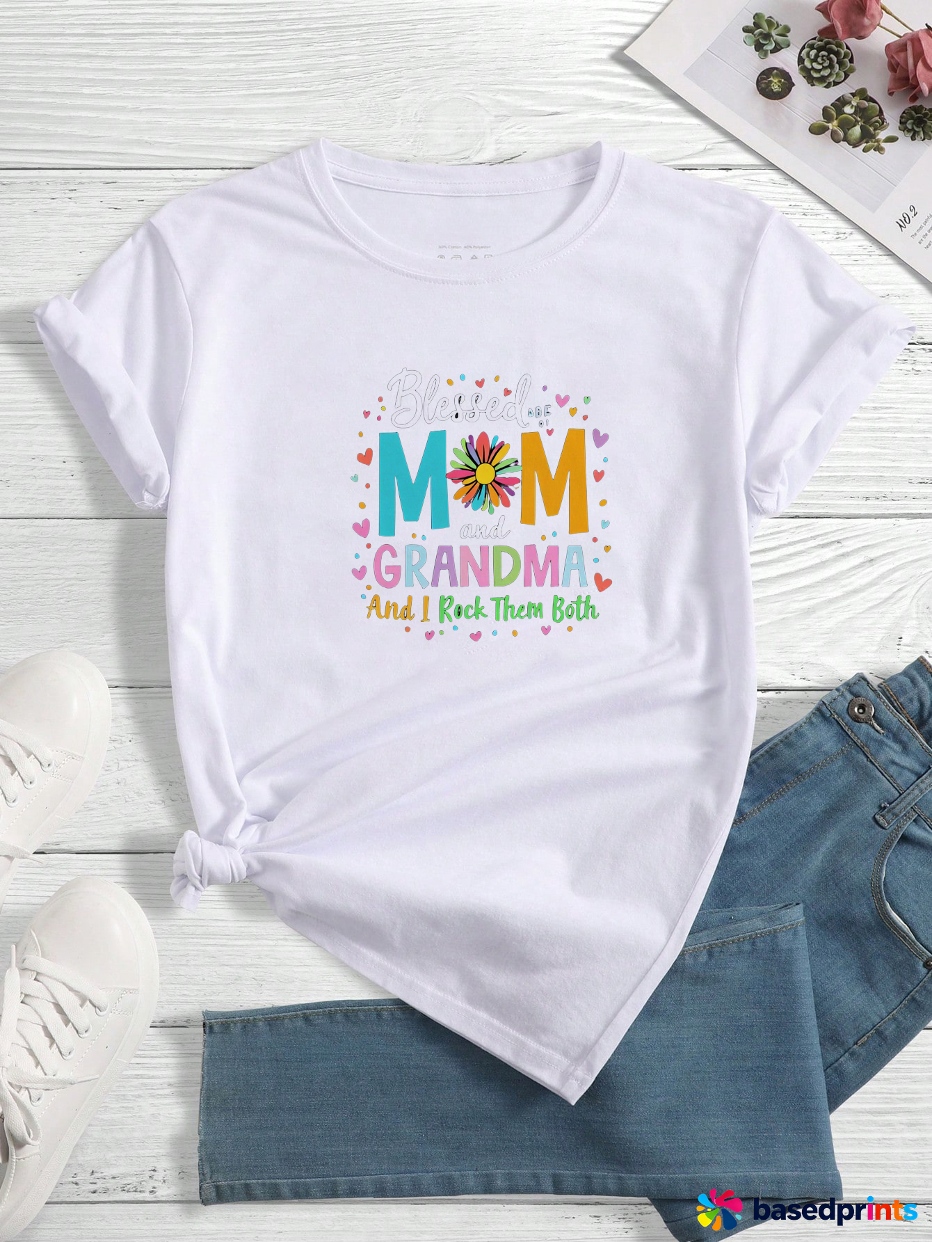Blessed Mom and Grandma Tee Shirt - Women's Short Sleeve T-Shirt - Cotton - Various Sizes