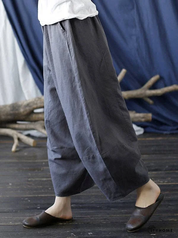 Simple Solid Color Elasticity Waisted Wide Leg Pants | IFYHOME