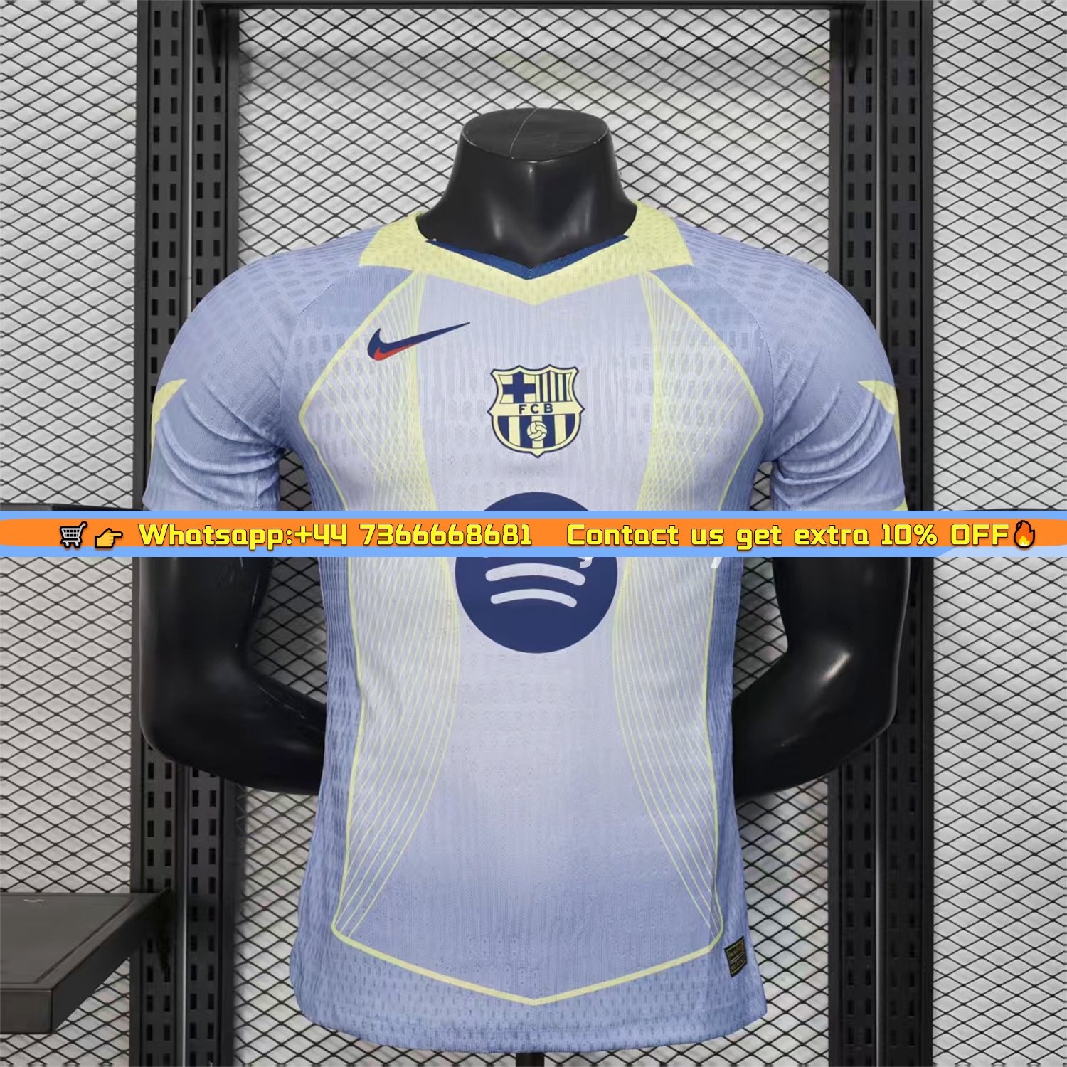 B.A.R.S.A 25-26 T90 Blue and White Gradient and Yellow Lines Special Jersey - Player Version