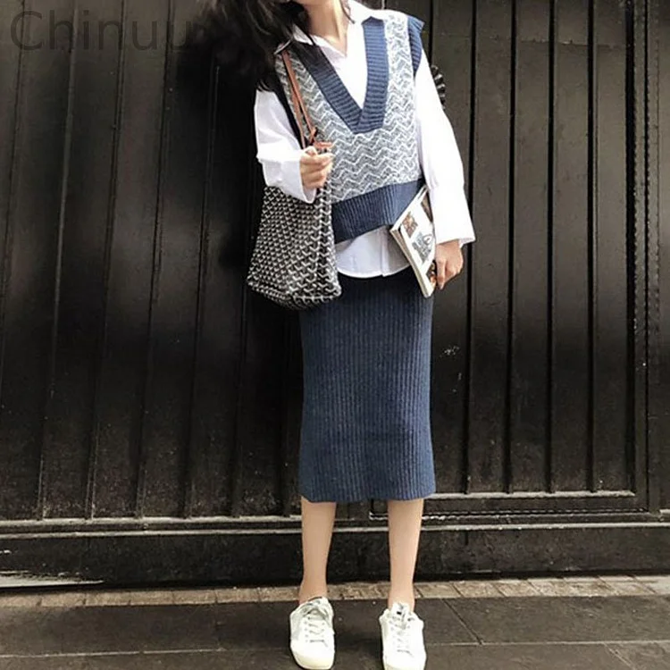 Two-Piece Temperament Sweater Vest