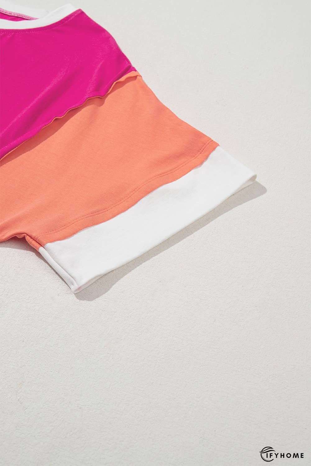 Color Block Patchwork Side Slits Loose Fit T Shirt | IFYHOME