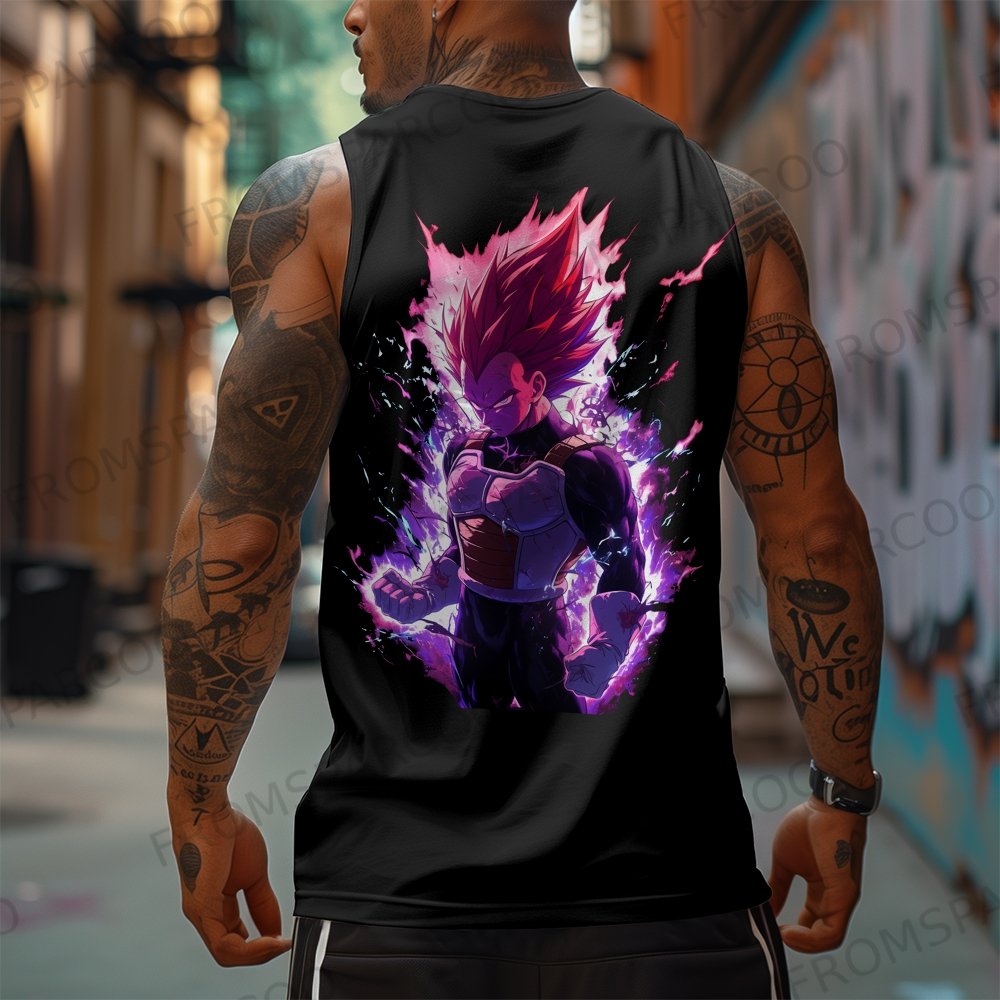 Oversized Anime Print Gym Tank Top