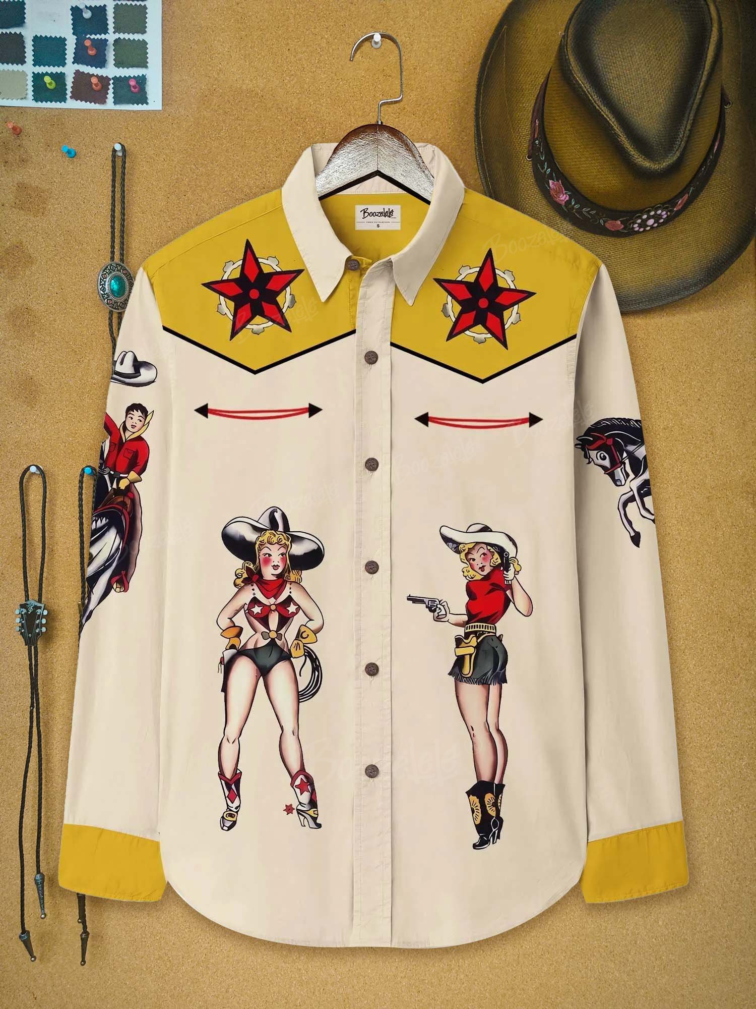 Classic Western Star Cowgirl - 100% Cotton Long Sleeves Shirt