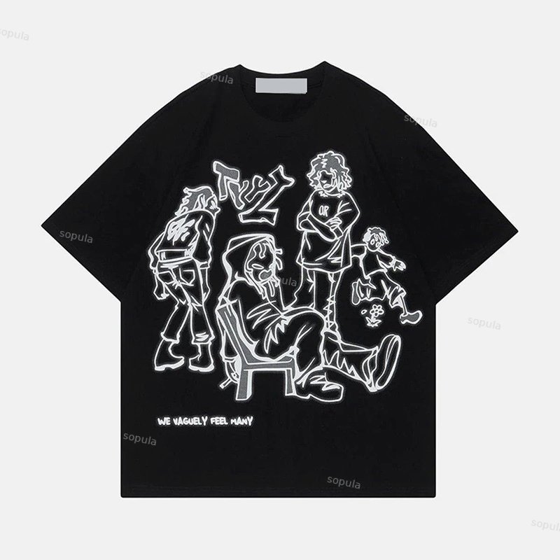 Sopula Aelfric Eden Hip Hop Cartoon Graffiti Print Graphic T-Shirt