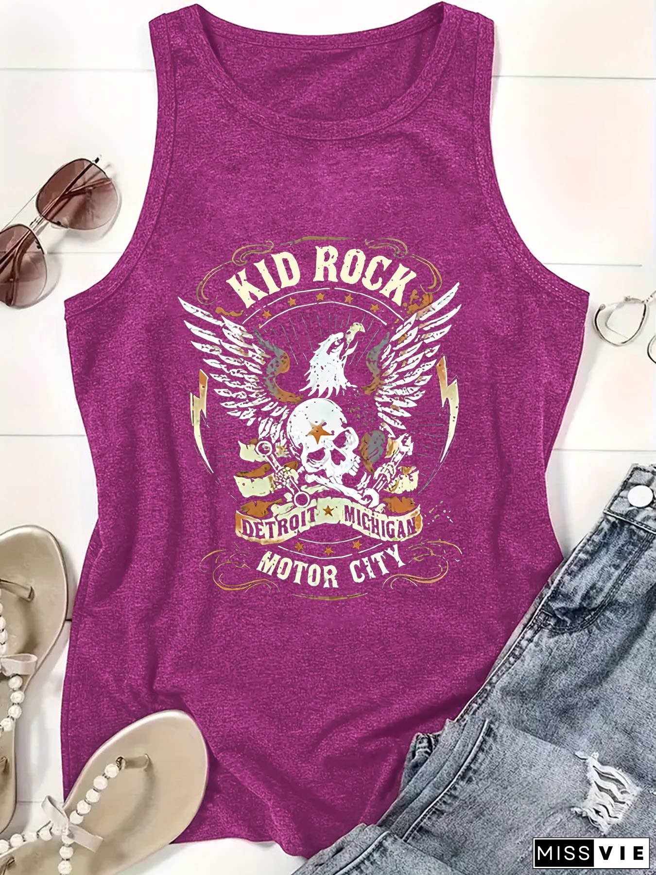 Patriotic Western Retro Rock Eagles Graphic tank top