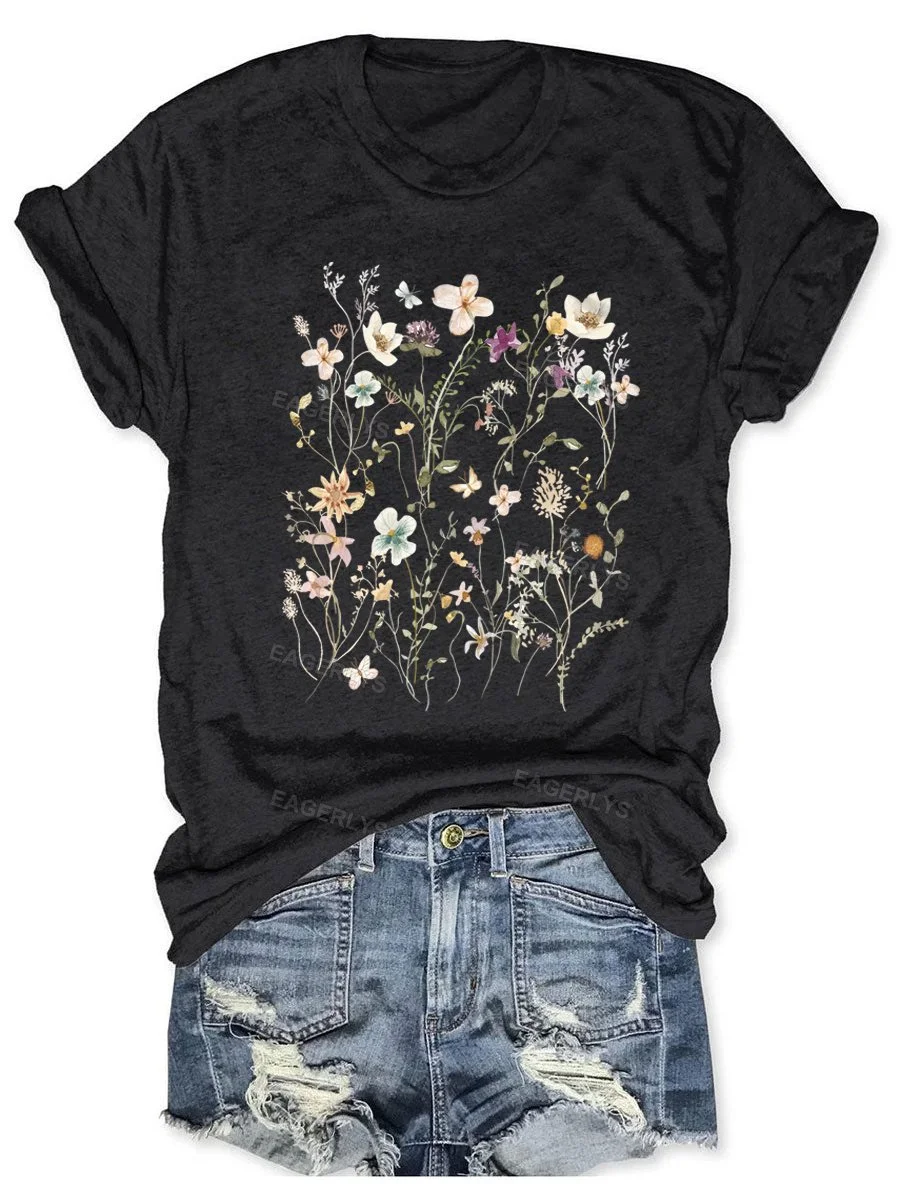 Eagerlys Boho Wildflowers Cottagecore T-shirt Eagerlys